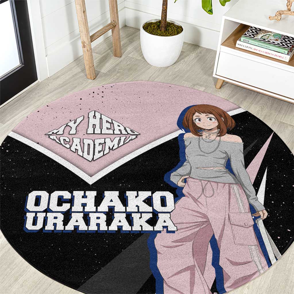 Ochako Uraraka My Hero Academia Round Carpet Anime Grunge Splatter Graphic Style