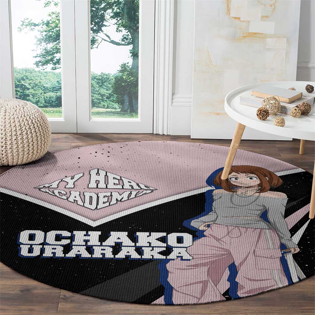 Ochako Uraraka My Hero Academia Round Carpet Anime Grunge Splatter Graphic Style