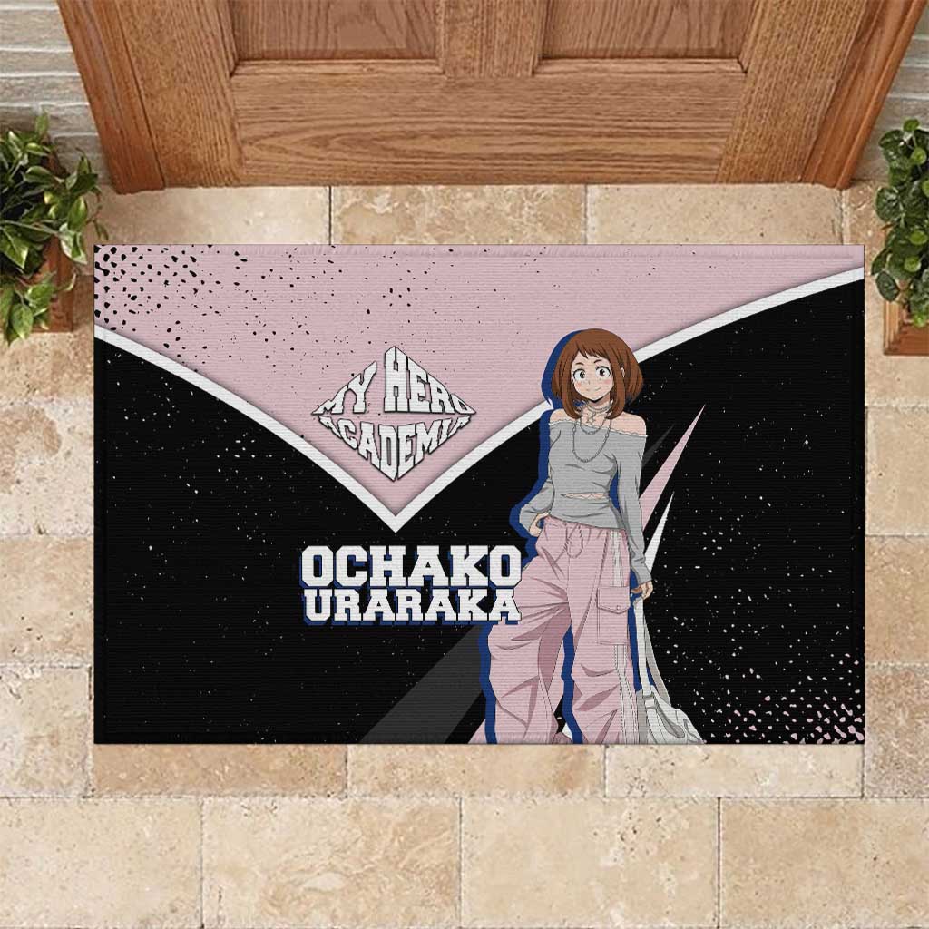 Ochako Uraraka My Hero Academia Rubber Doormat Anime Grunge Splatter Graphic Style
