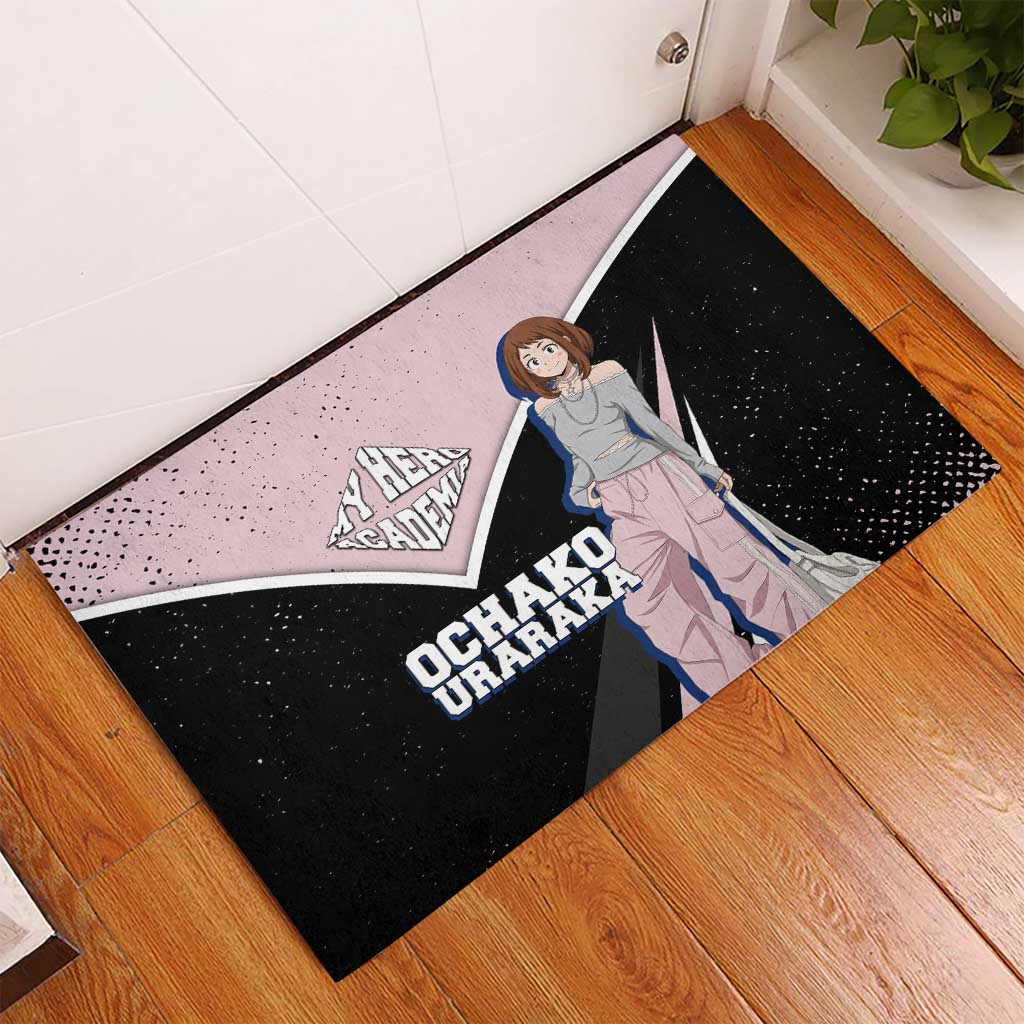 Ochako Uraraka My Hero Academia Rubber Doormat Anime Grunge Splatter Graphic Style