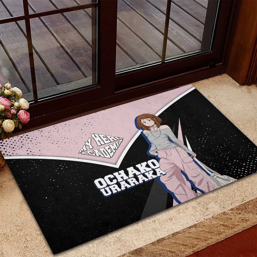 Ochako Uraraka My Hero Academia Rubber Doormat Anime Grunge Splatter Graphic Style