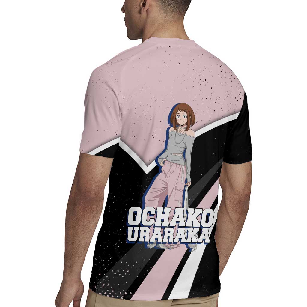 Ochako Uraraka My Hero Academia Rugby Jersey Anime Grunge Splatter Graphic Style