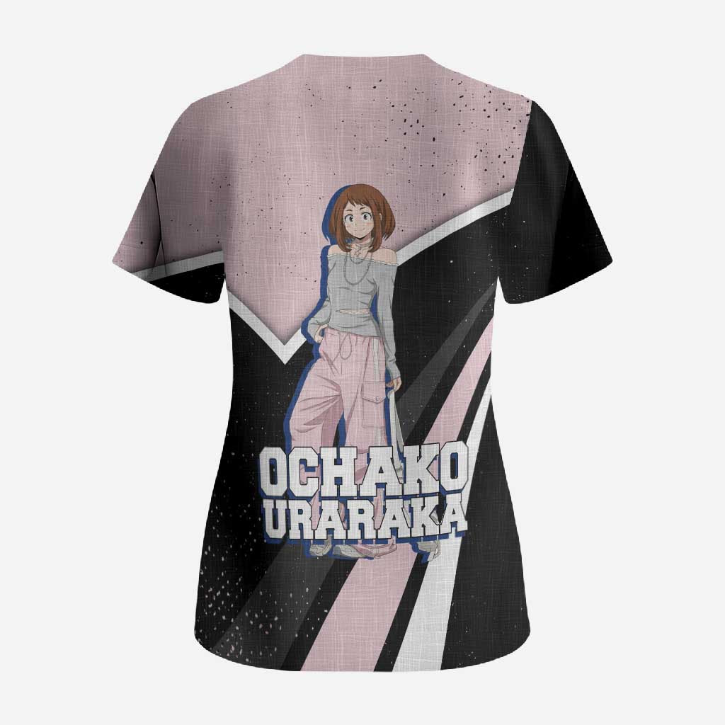 Ochako Uraraka My Hero Academia Scrub Top Anime Grunge Splatter Graphic Style