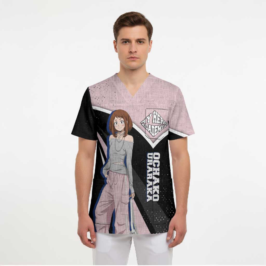 Ochako Uraraka My Hero Academia Scrub Top Anime Grunge Splatter Graphic Style