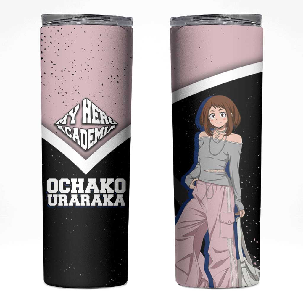 Ochako Uraraka My Hero Academia Skinny Tumbler Anime Grunge Splatter Graphic Style