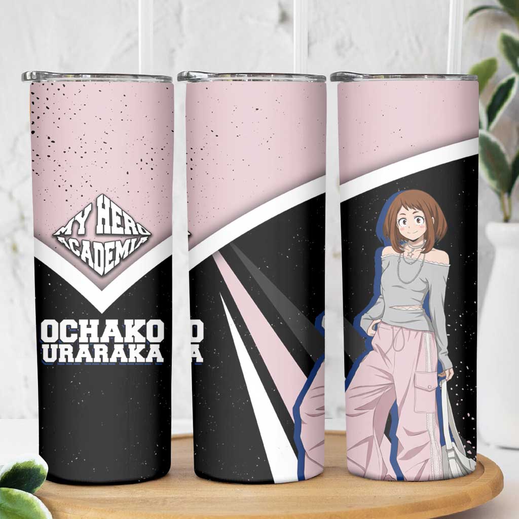 Ochako Uraraka My Hero Academia Skinny Tumbler Anime Grunge Splatter Graphic Style