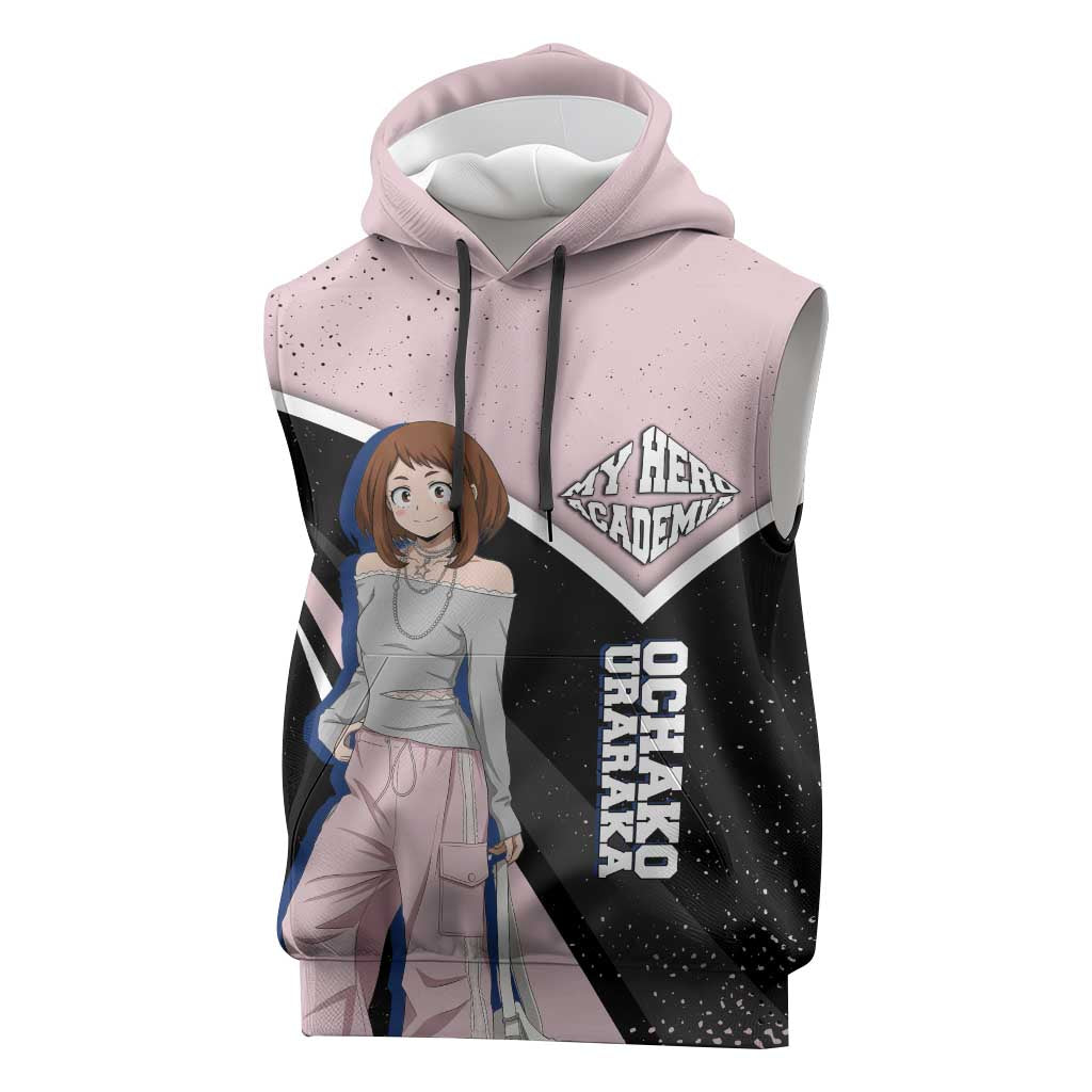 Ochako Uraraka My Hero Academia Sleeveless Hoodie Anime Grunge Splatter Graphic Style