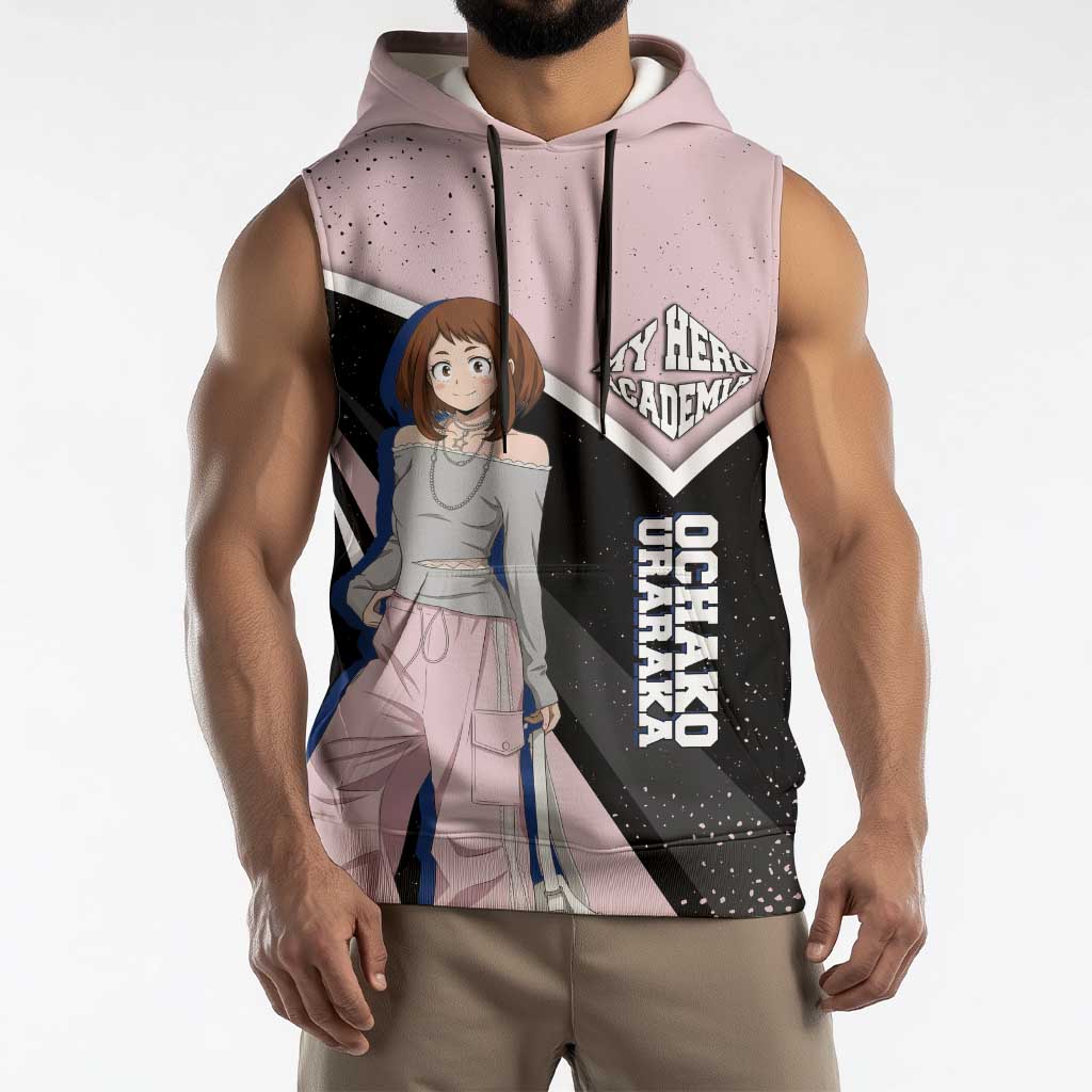 Ochako Uraraka My Hero Academia Sleeveless Hoodie Anime Grunge Splatter Graphic Style