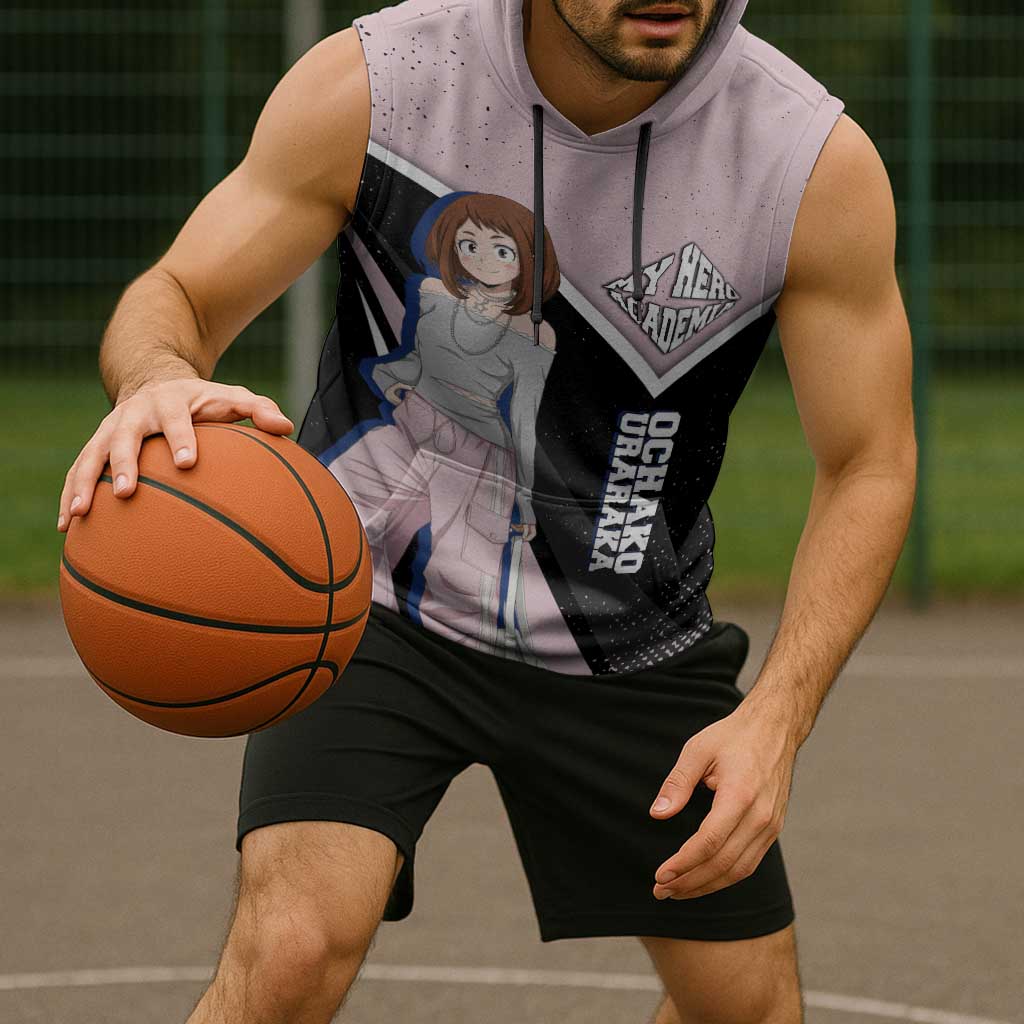 Ochako Uraraka My Hero Academia Sleeveless Hoodie Anime Grunge Splatter Graphic Style