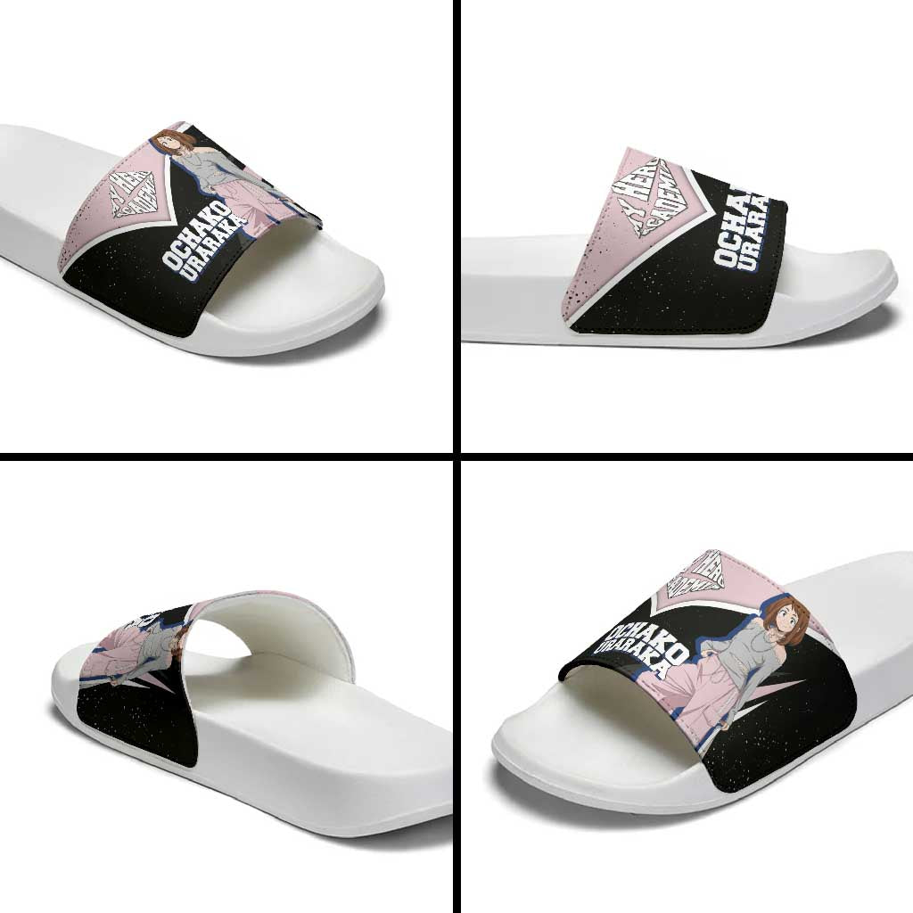 Ochako Uraraka My Hero Academia Slide Sandals Anime Grunge Splatter Graphic Style