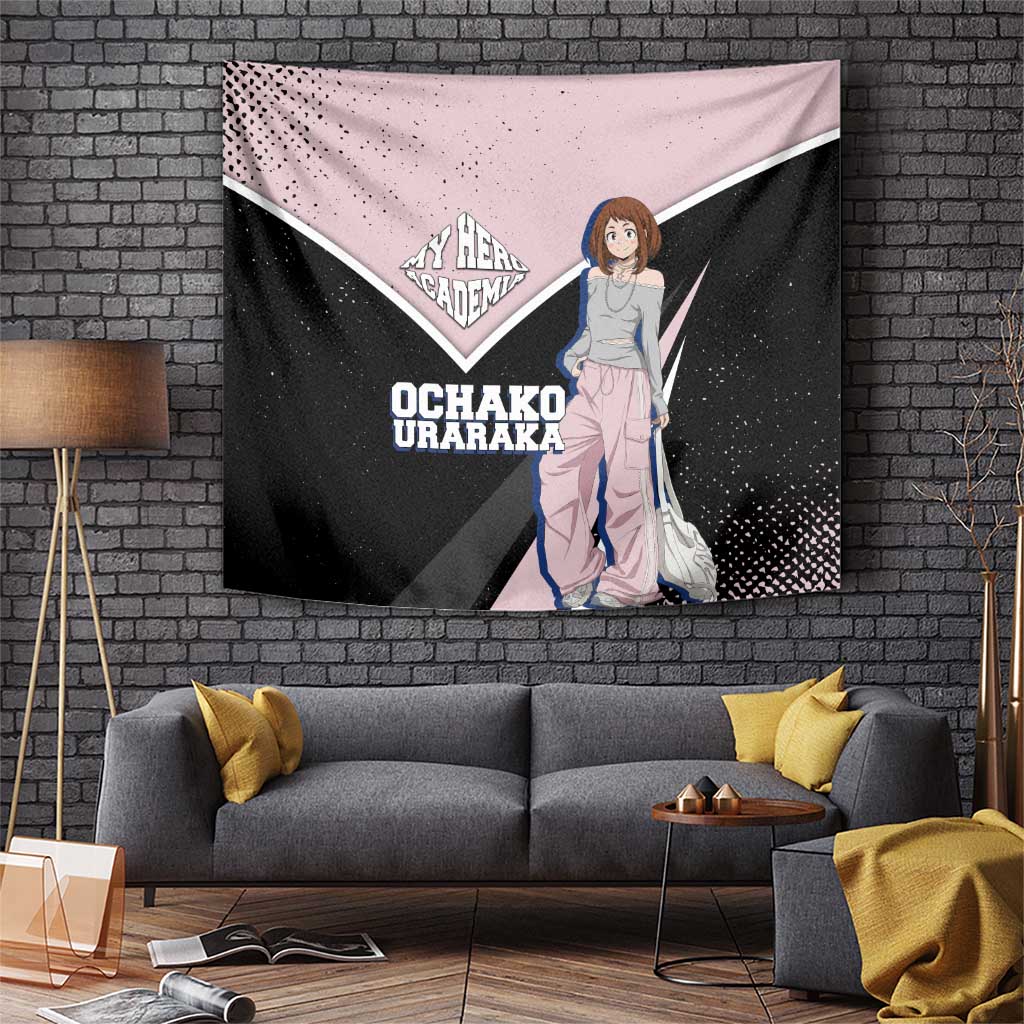 Ochako Uraraka My Hero Academia Tapestry Anime Grunge Splatter Graphic Style