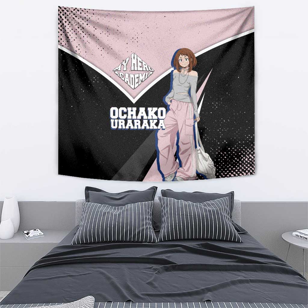 Ochako Uraraka My Hero Academia Tapestry Anime Grunge Splatter Graphic Style