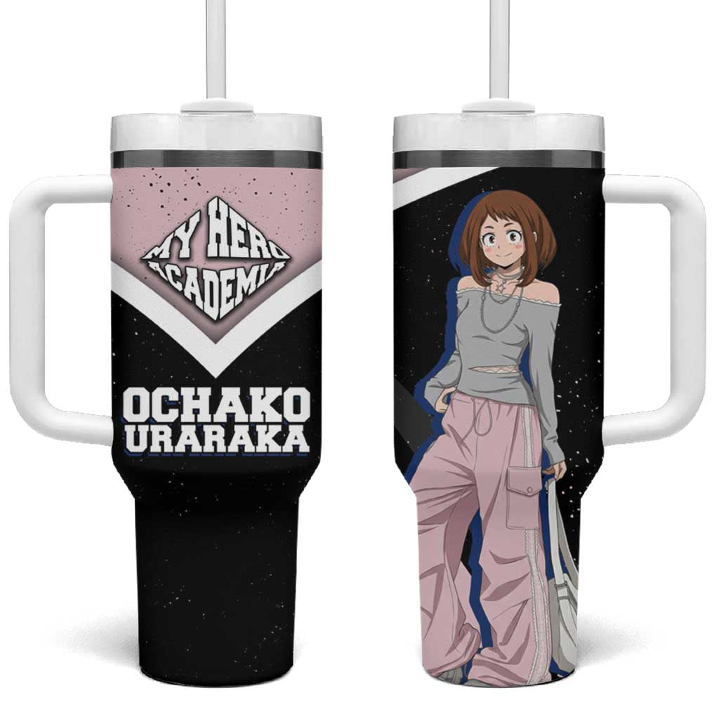 Ochako Uraraka My Hero Academia Tumbler With Handle Anime Grunge Splatter Graphic Style