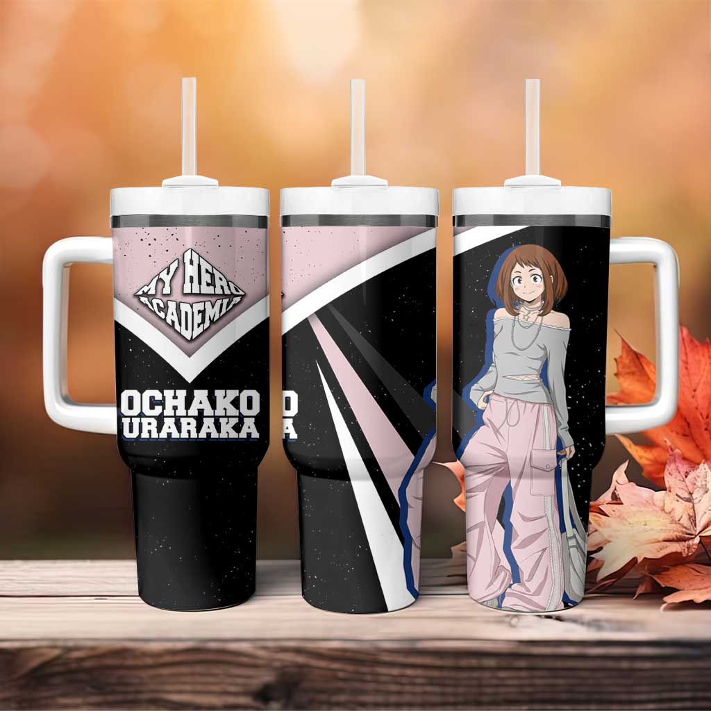 Ochako Uraraka My Hero Academia Tumbler With Handle Anime Grunge Splatter Graphic Style
