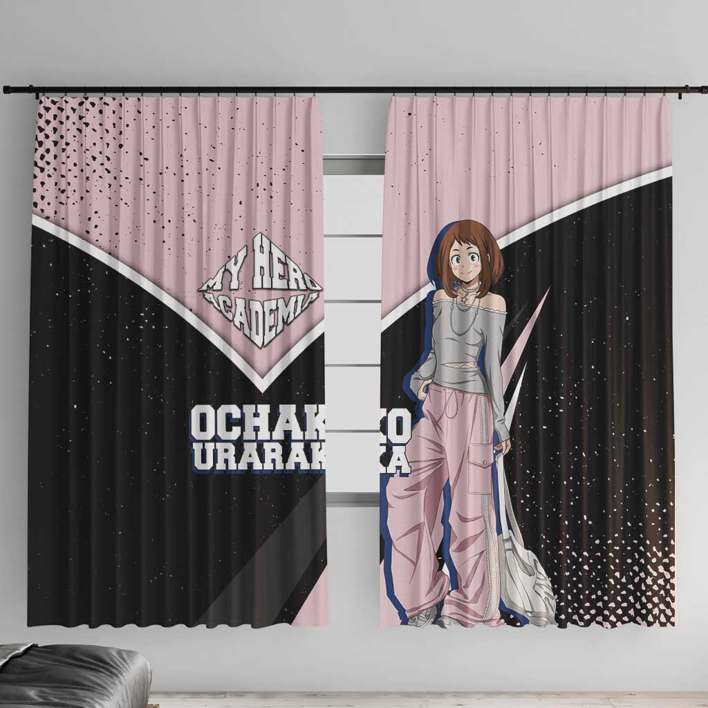 Ochako Uraraka My Hero Academia Window Curtain Anime Grunge Splatter Graphic Style