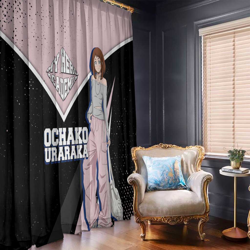 Ochako Uraraka My Hero Academia Window Curtain Anime Grunge Splatter Graphic Style