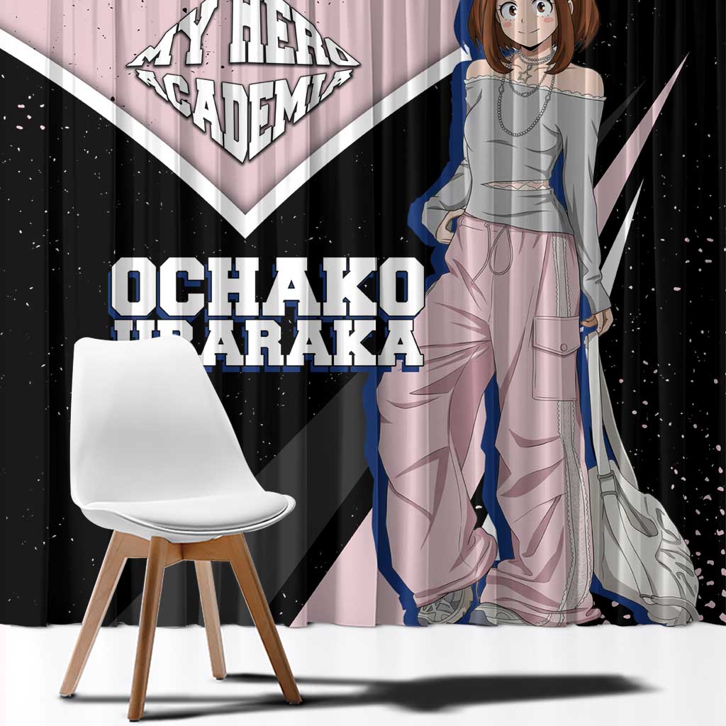 Ochako Uraraka My Hero Academia Window Curtain Anime Grunge Splatter Graphic Style