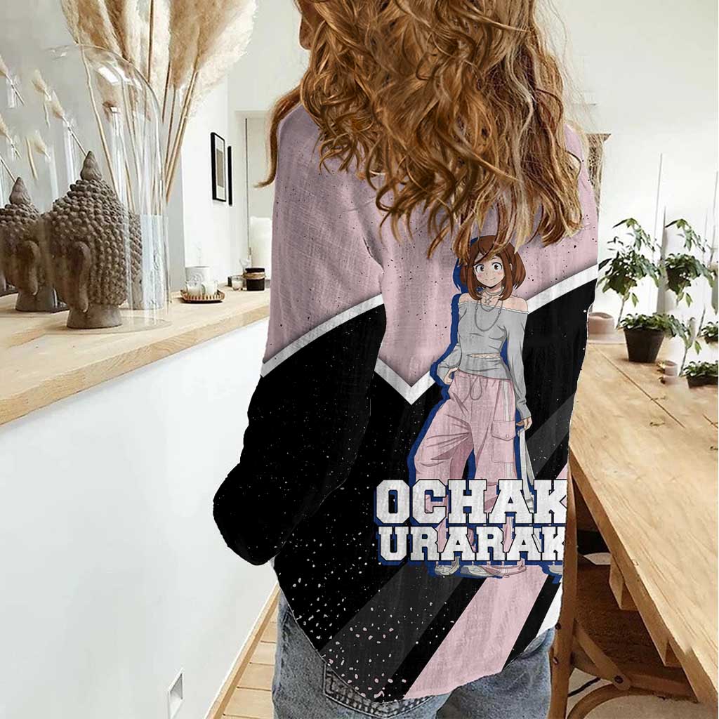 Ochako Uraraka My Hero Academia Women Casual Shirt Anime Grunge Splatter Graphic Style
