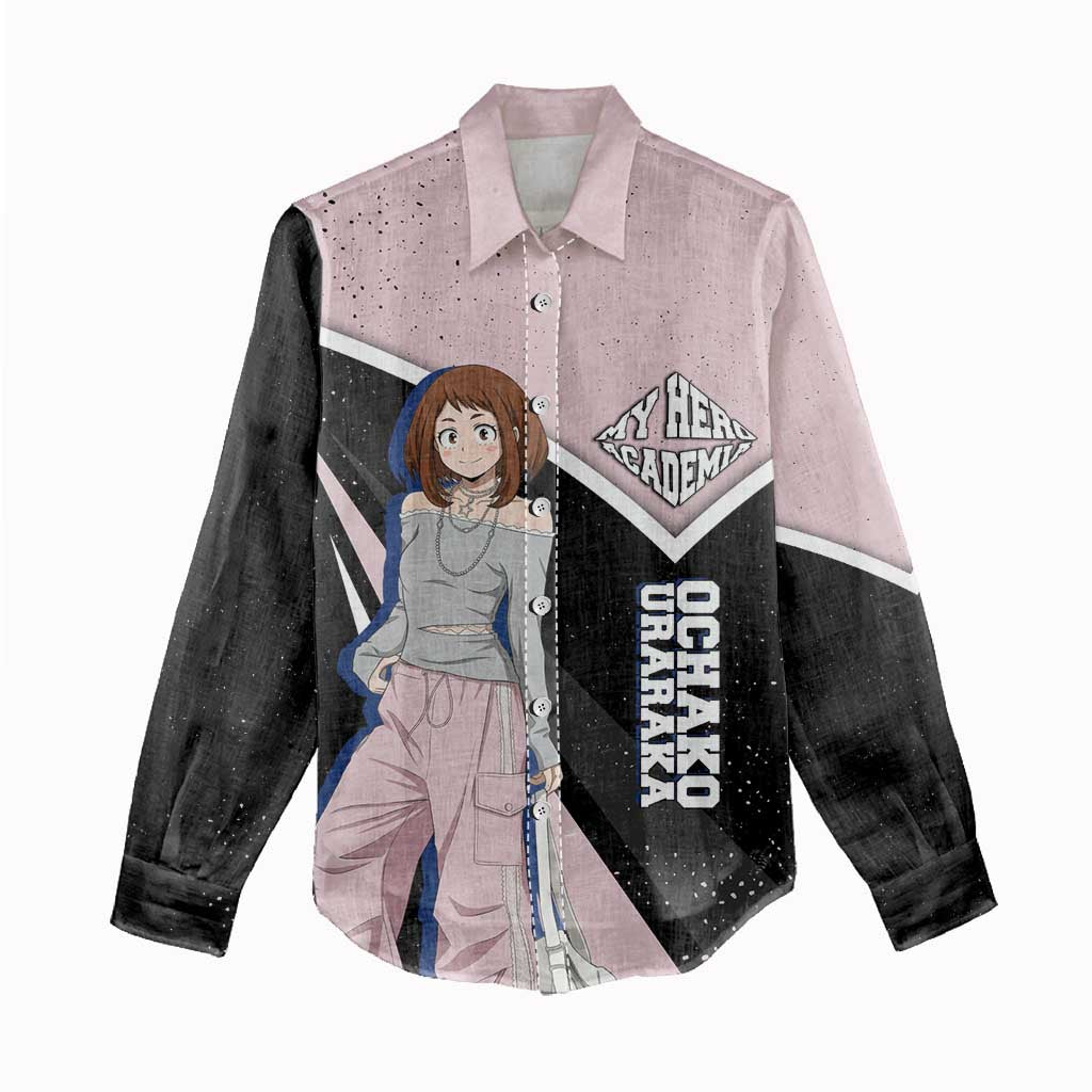 Ochako Uraraka My Hero Academia Women Casual Shirt Anime Grunge Splatter Graphic Style