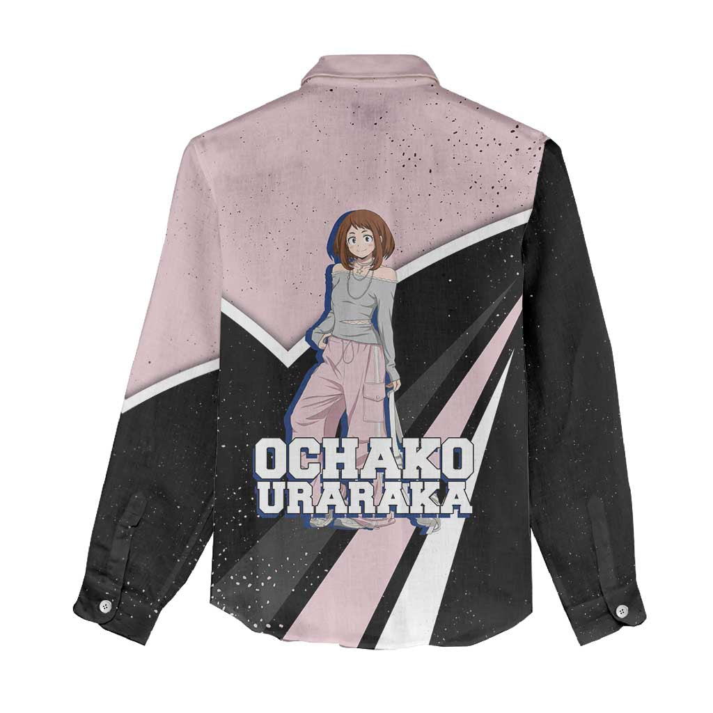 Ochako Uraraka My Hero Academia Women Casual Shirt Anime Grunge Splatter Graphic Style