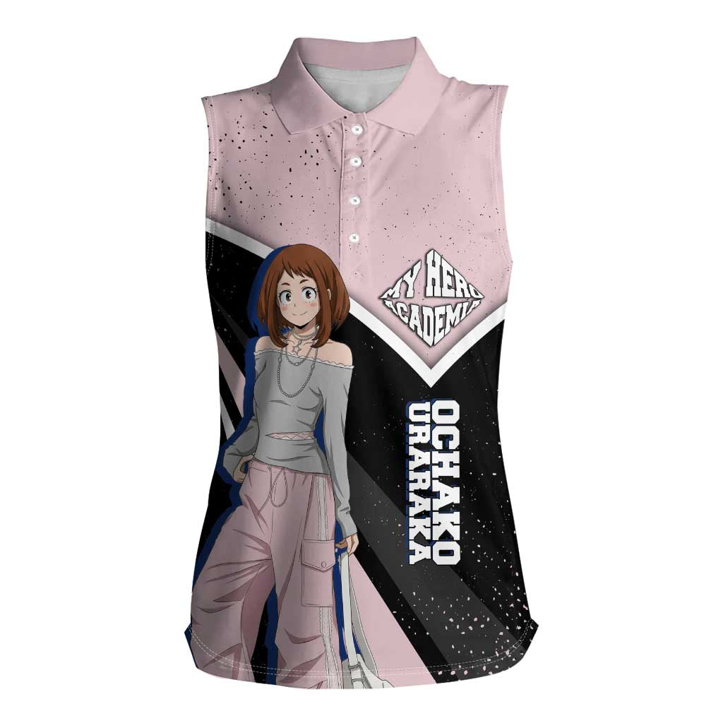 Ochako Uraraka My Hero Academia Women Sleeveless Polo Shirt Anime Grunge Splatter Graphic Style
