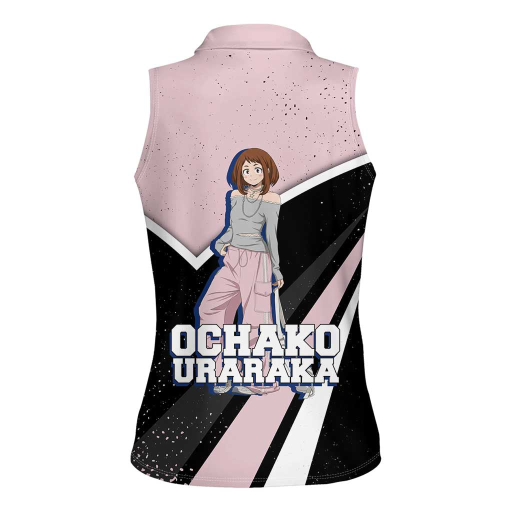 Ochako Uraraka My Hero Academia Women Sleeveless Polo Shirt Anime Grunge Splatter Graphic Style