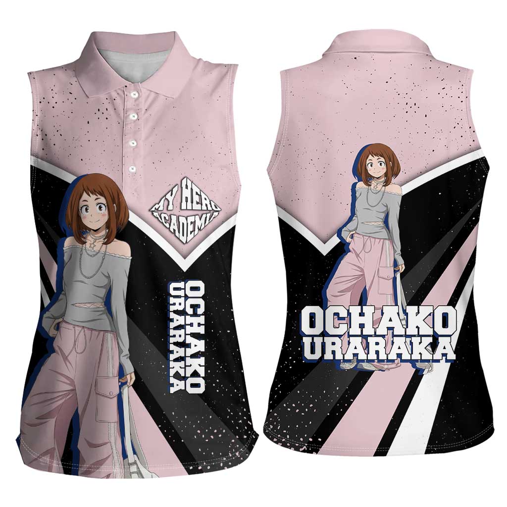 Ochako Uraraka My Hero Academia Women Sleeveless Polo Shirt Anime Grunge Splatter Graphic Style