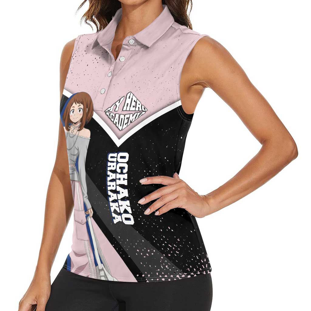 Ochako Uraraka My Hero Academia Women Sleeveless Polo Shirt Anime Grunge Splatter Graphic Style