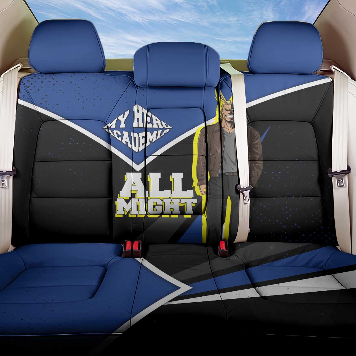 All Might My Hero Academia Back Car Seat Cover Anime Grunge Splatter Graphic Style