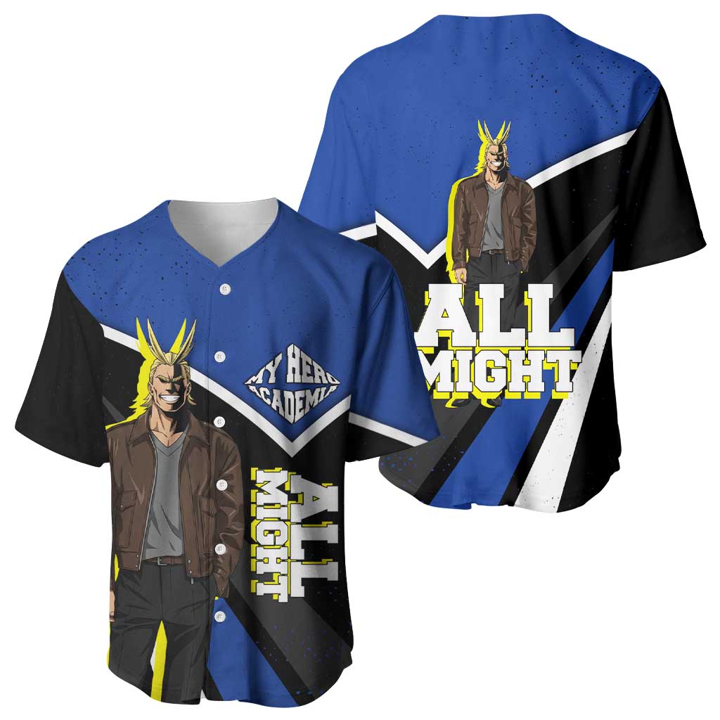 All Might My Hero Academia Baseball Jersey Anime Grunge Splatter Graphic Style