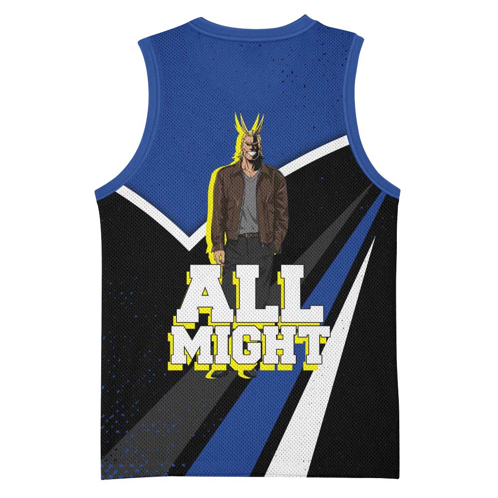 All Might My Hero Academia Basketball Jersey Anime Grunge Splatter Graphic Style