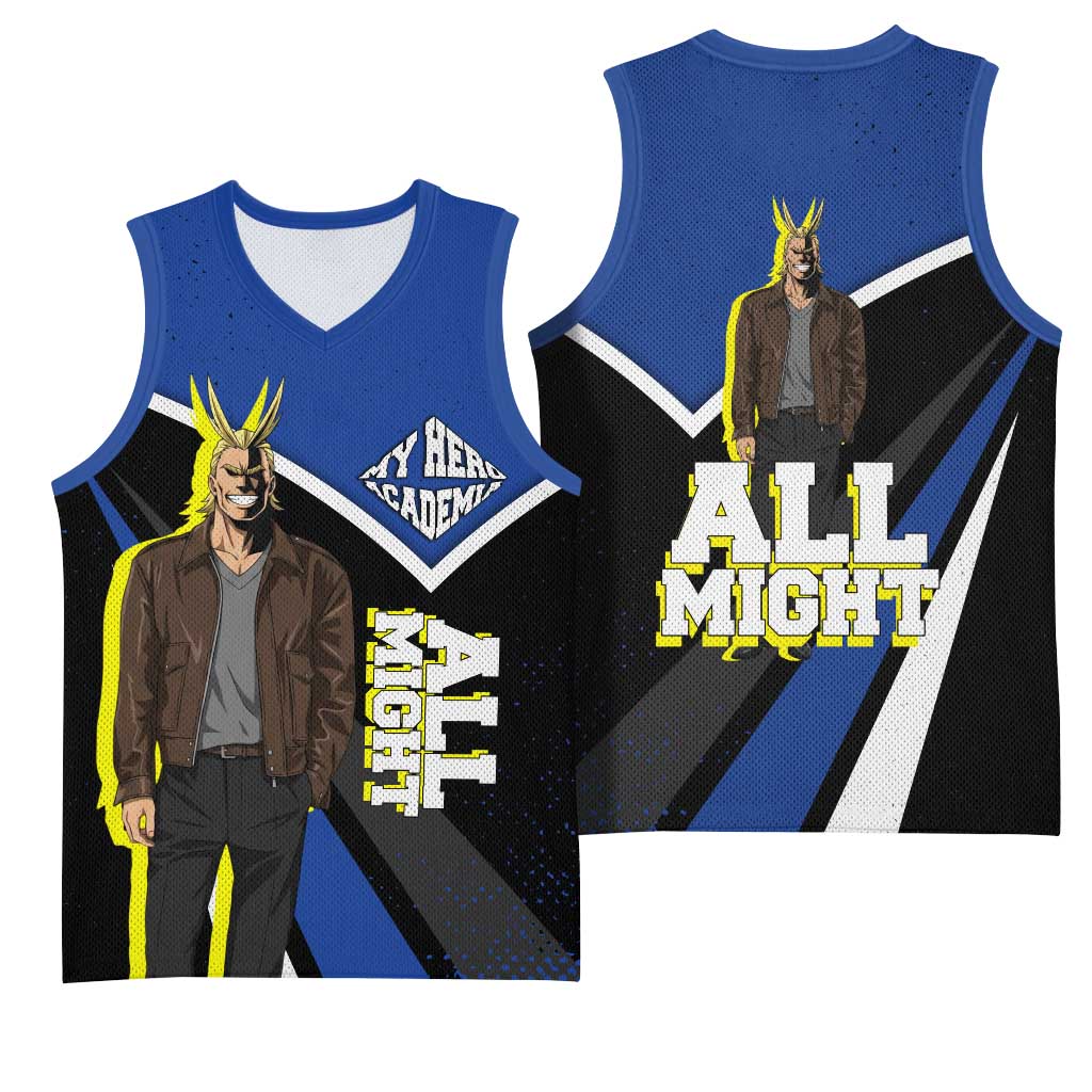 All Might My Hero Academia Basketball Jersey Anime Grunge Splatter Graphic Style
