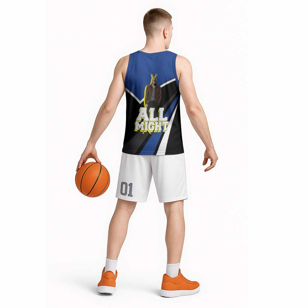 All Might My Hero Academia Basketball Jersey Anime Grunge Splatter Graphic Style