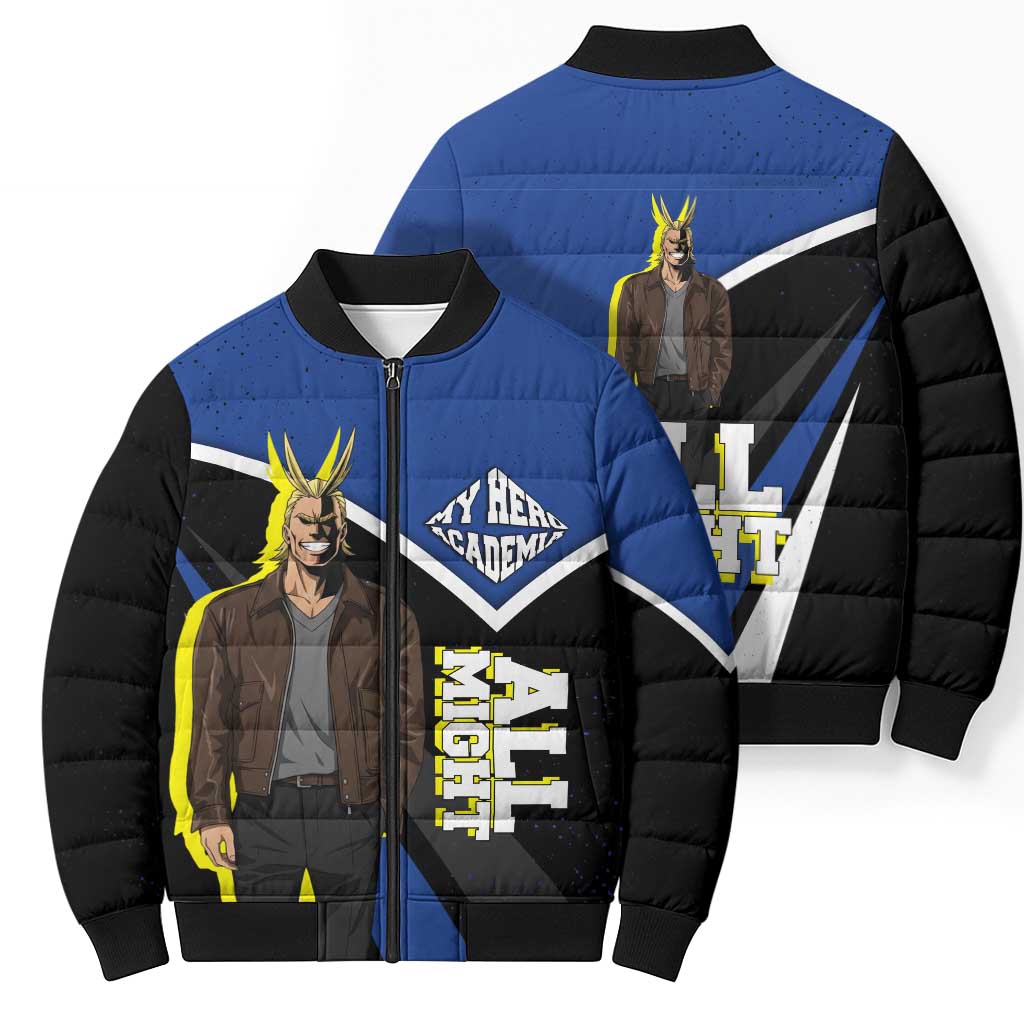 All Might My Hero Academia Bomber Puffer Jacket Anime Grunge Splatter Graphic Style