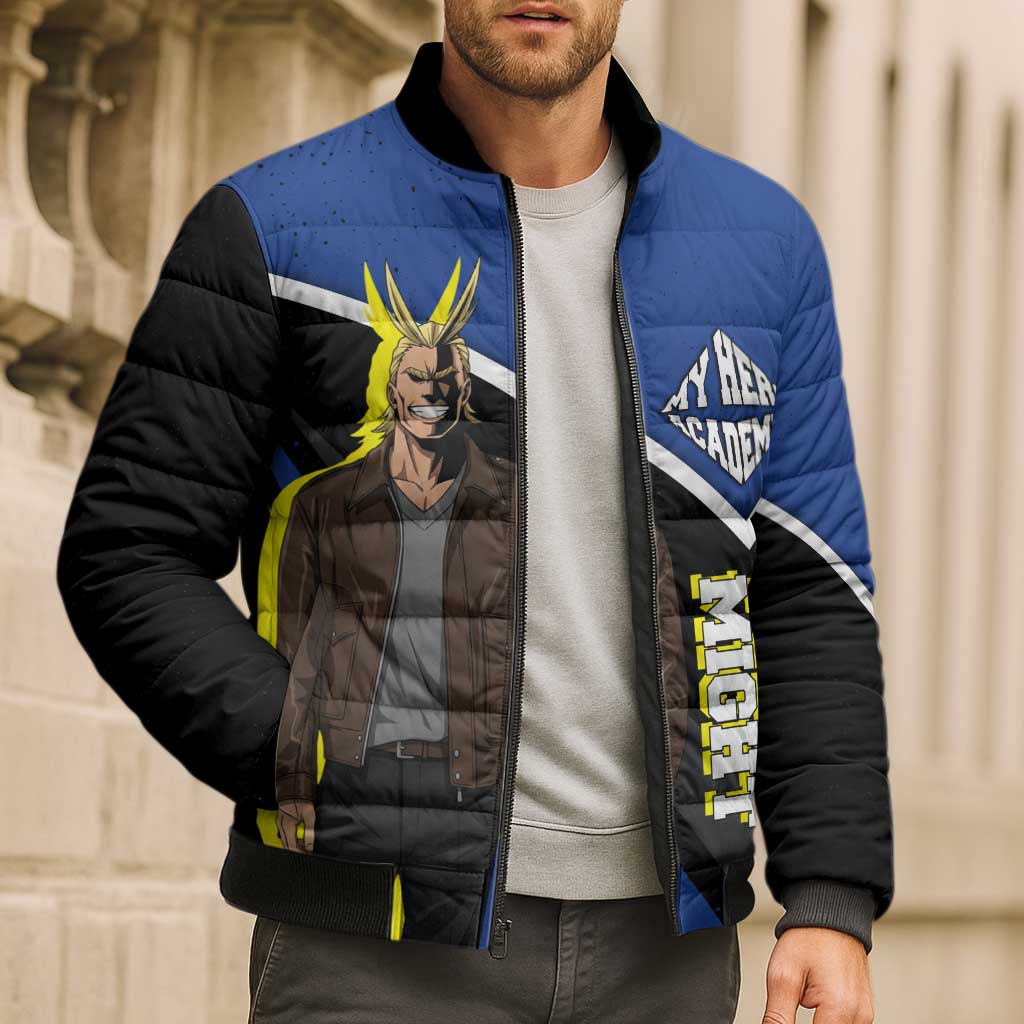 All Might My Hero Academia Bomber Puffer Jacket Anime Grunge Splatter Graphic Style
