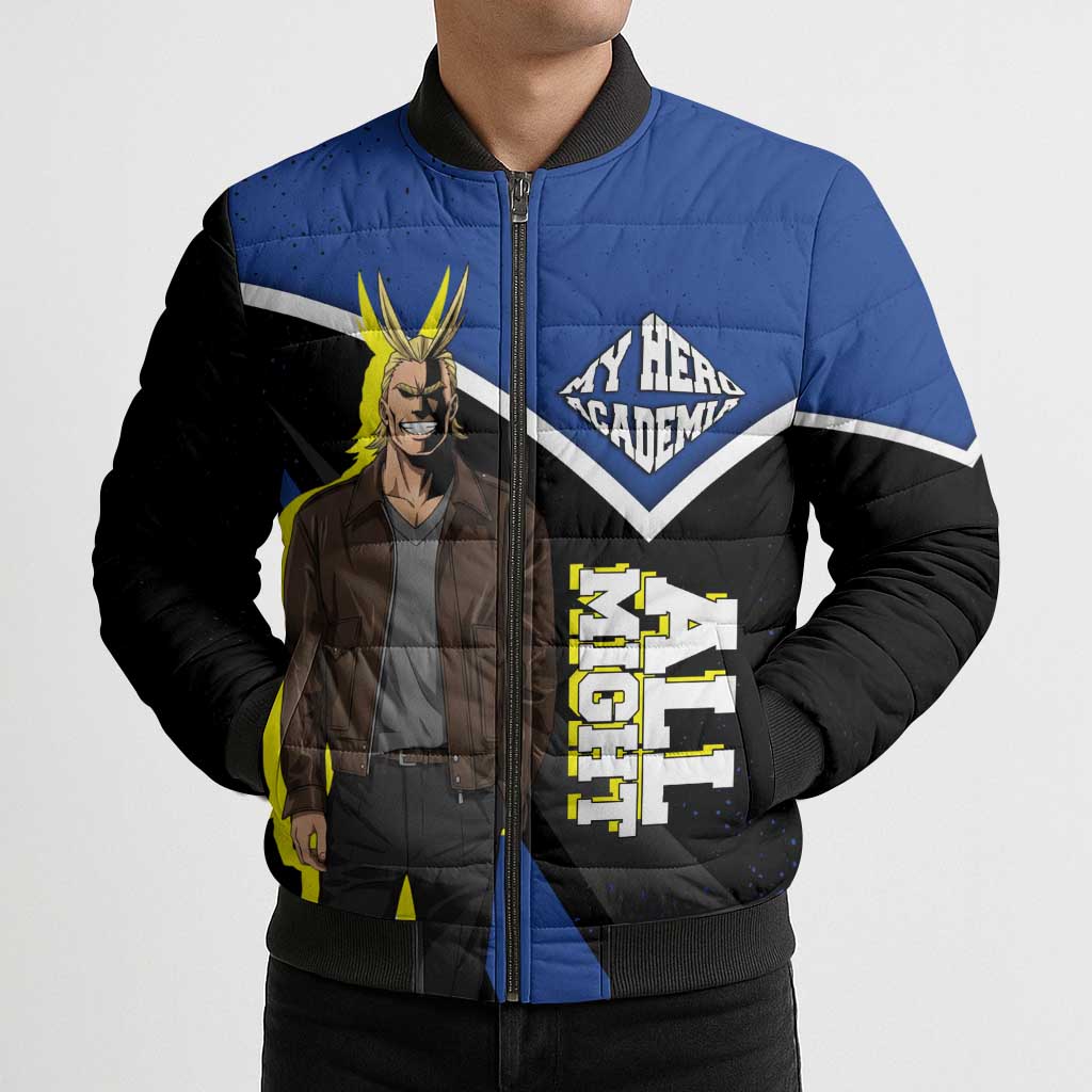 All Might My Hero Academia Bomber Puffer Jacket Anime Grunge Splatter Graphic Style