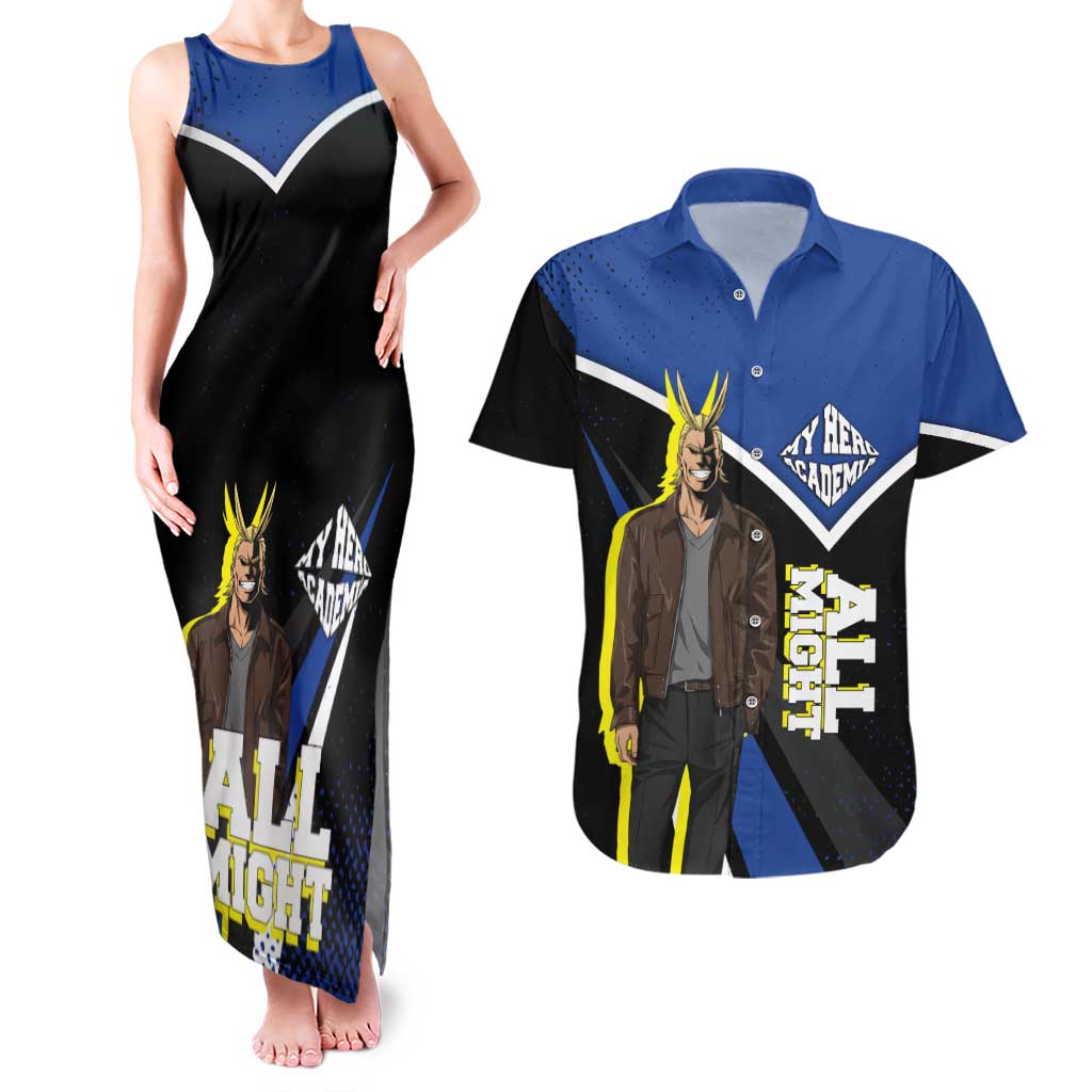 All Might My Hero Academia Couples Matching Tank Maxi Dress and Hawaiian Shirt Anime Grunge Splatter Graphic Style