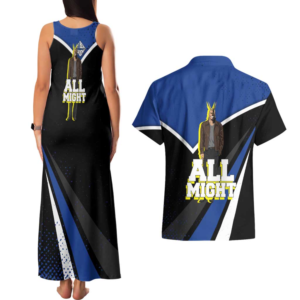 All Might My Hero Academia Couples Matching Tank Maxi Dress and Hawaiian Shirt Anime Grunge Splatter Graphic Style