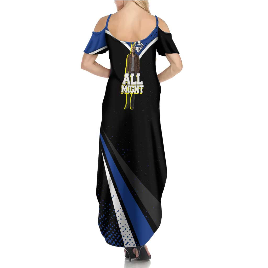 All Might My Hero Academia Family Matching Summer Maxi Dress and Hawaiian Shirt Anime Grunge Splatter Graphic Style