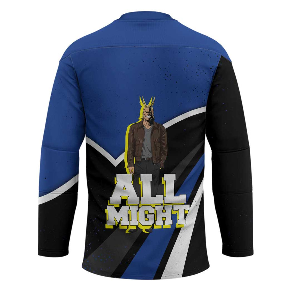 All Might My Hero Academia Hockey Jersey Anime Grunge Splatter Graphic Style