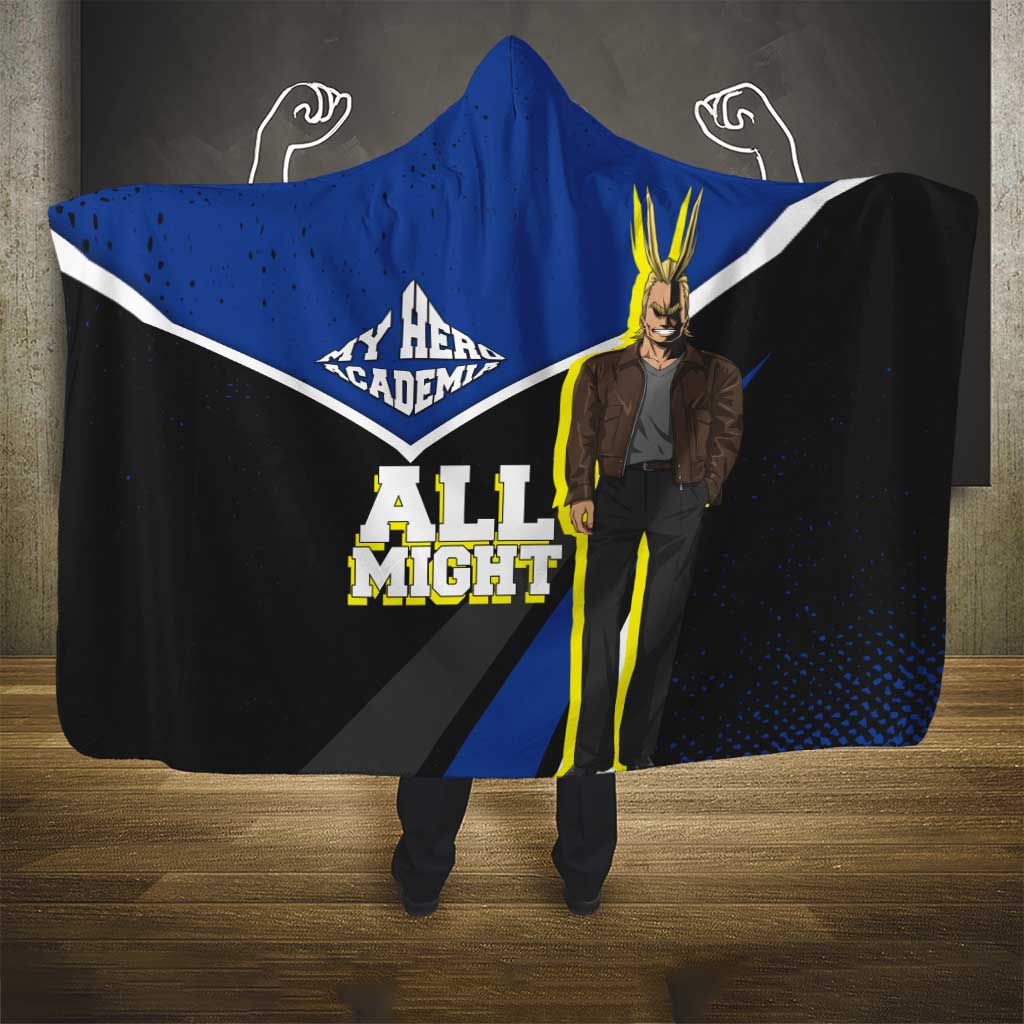 All Might My Hero Academia Hooded Blanket Anime Grunge Splatter Graphic Style