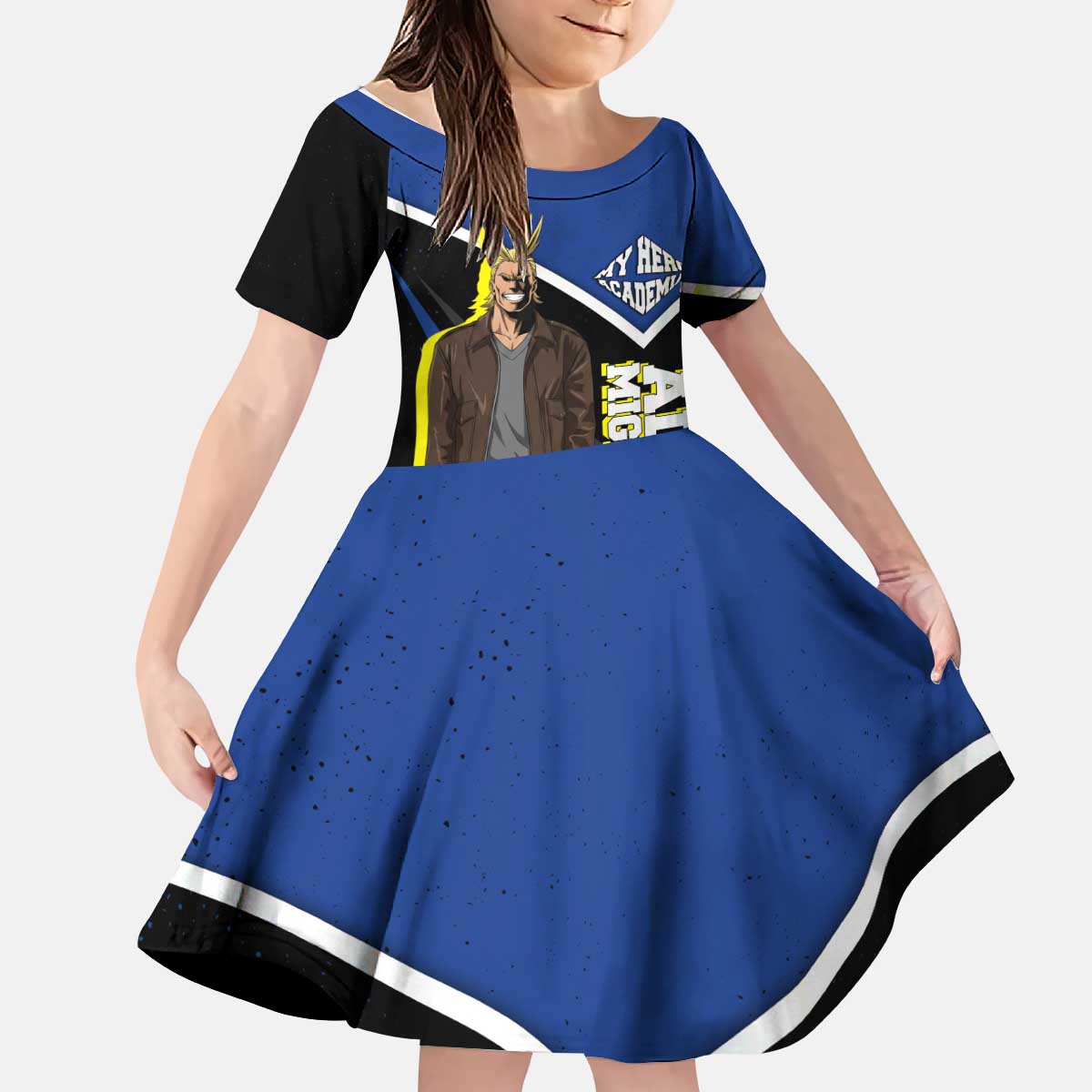 All Might My Hero Academia Kid Short Sleeve Dress Anime Grunge Splatter Graphic Style