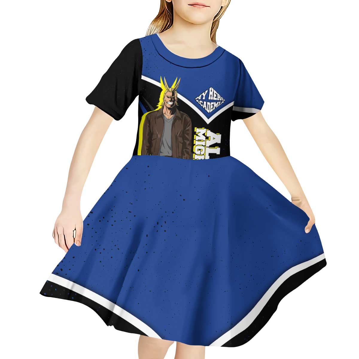 All Might My Hero Academia Kid Short Sleeve Dress Anime Grunge Splatter Graphic Style