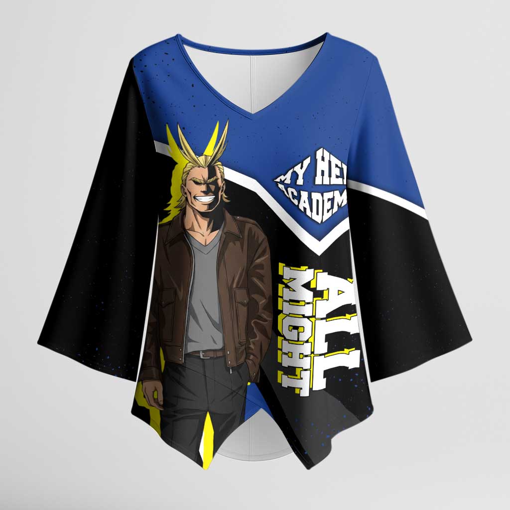 All Might My Hero Academia Kimono Sleeve Blouse Anime Grunge Splatter Graphic Style