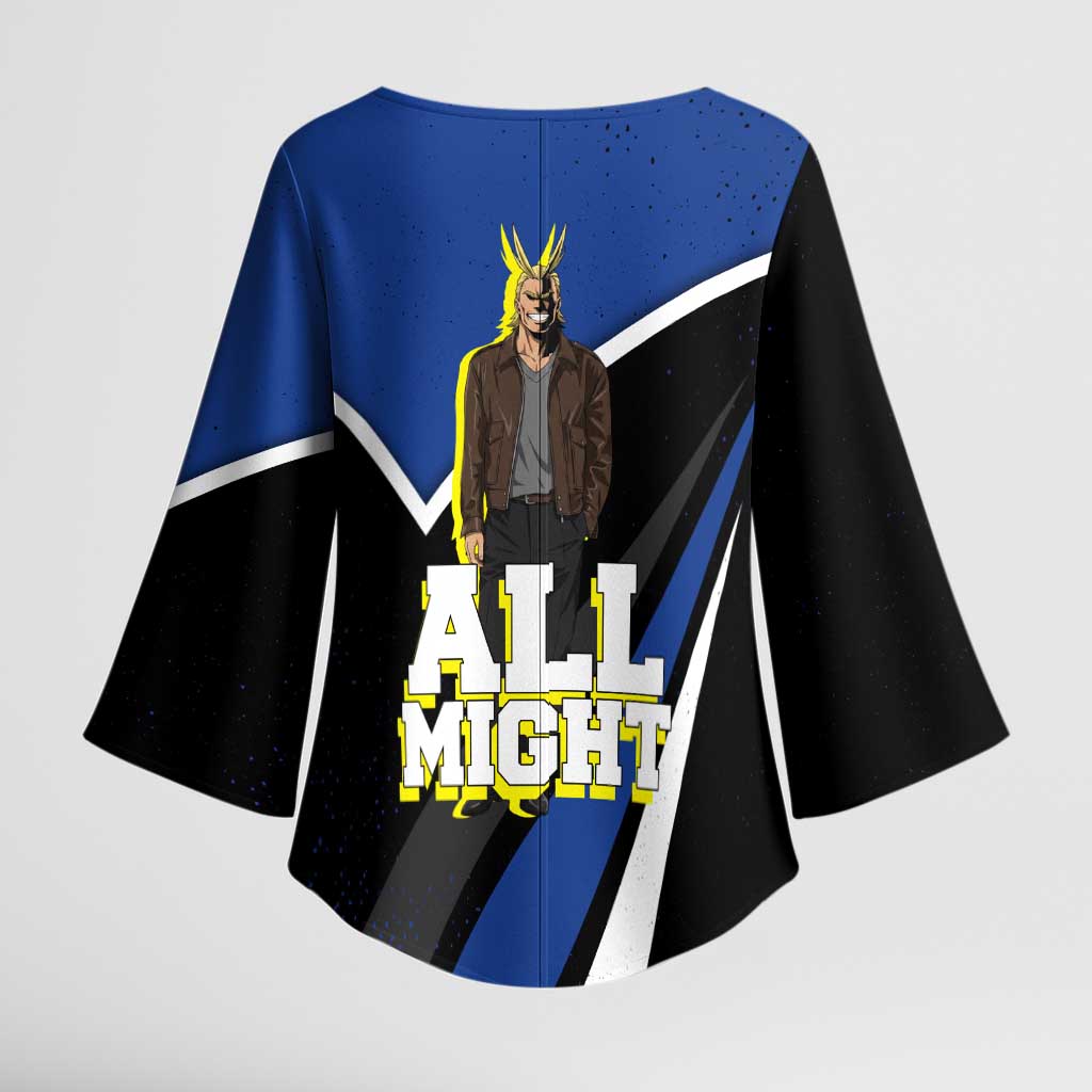 All Might My Hero Academia Kimono Sleeve Blouse Anime Grunge Splatter Graphic Style