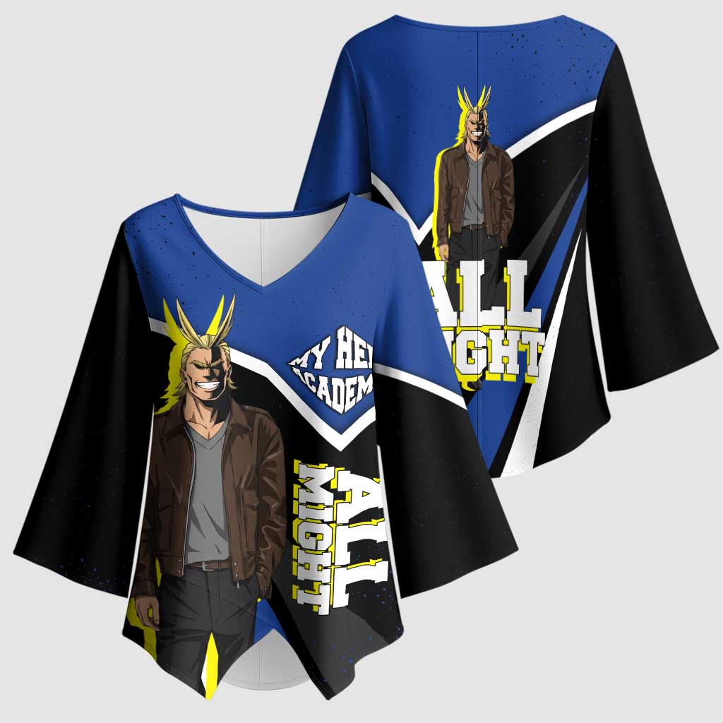 All Might My Hero Academia Kimono Sleeve Blouse Anime Grunge Splatter Graphic Style