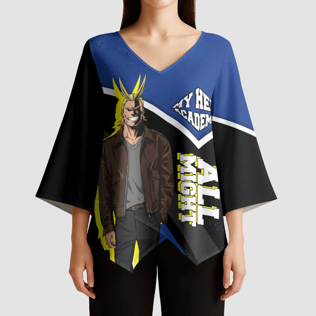 All Might My Hero Academia Kimono Sleeve Blouse Anime Grunge Splatter Graphic Style