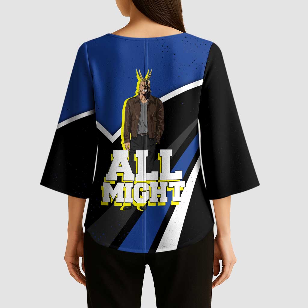 All Might My Hero Academia Kimono Sleeve Blouse Anime Grunge Splatter Graphic Style