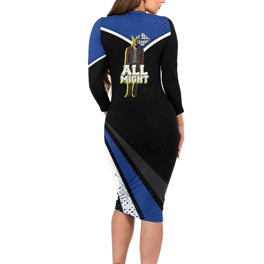 All Might My Hero Academia Long Sleeve Bodycon Dress Anime Grunge Splatter Graphic Style