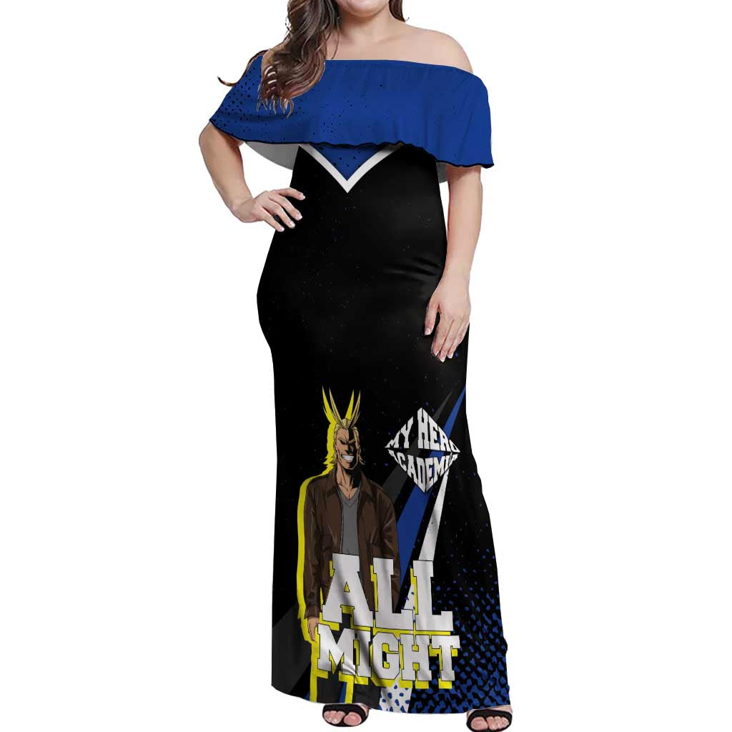 All Might My Hero Academia Off Shoulder Maxi Dress Anime Grunge Splatter Graphic Style